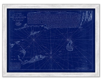 LONG ISLAND SOUND - Eastern Part 1777 Nautical Chart Blueprint including Fisher Island, Montauk, Gardner's Island, Newport and Block Island