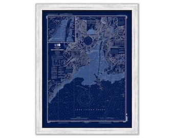 NEW HAVEN HARBOR, Connecticut - Nautical Chart Blueprint published in 2012