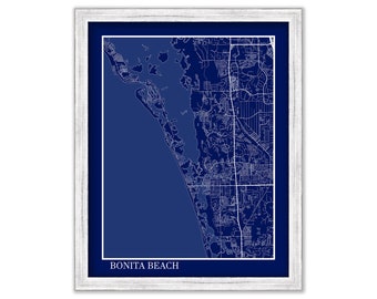 BONITA BEACH, Florida  - Contemporary Map Poster Blueprint