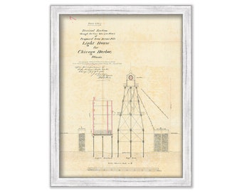 CHICAGO HARBOR LIGHTHOUSE, Illinois  - Plan of the Lighthouse in 1854