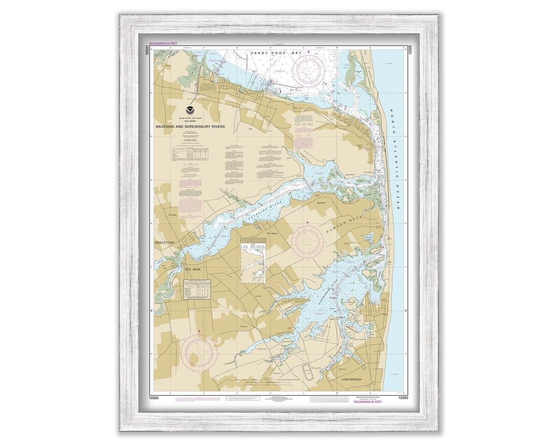NAVESINK and SHREWSBURY RIVERS, New Jersey 2017 Nautical Chart Etsy