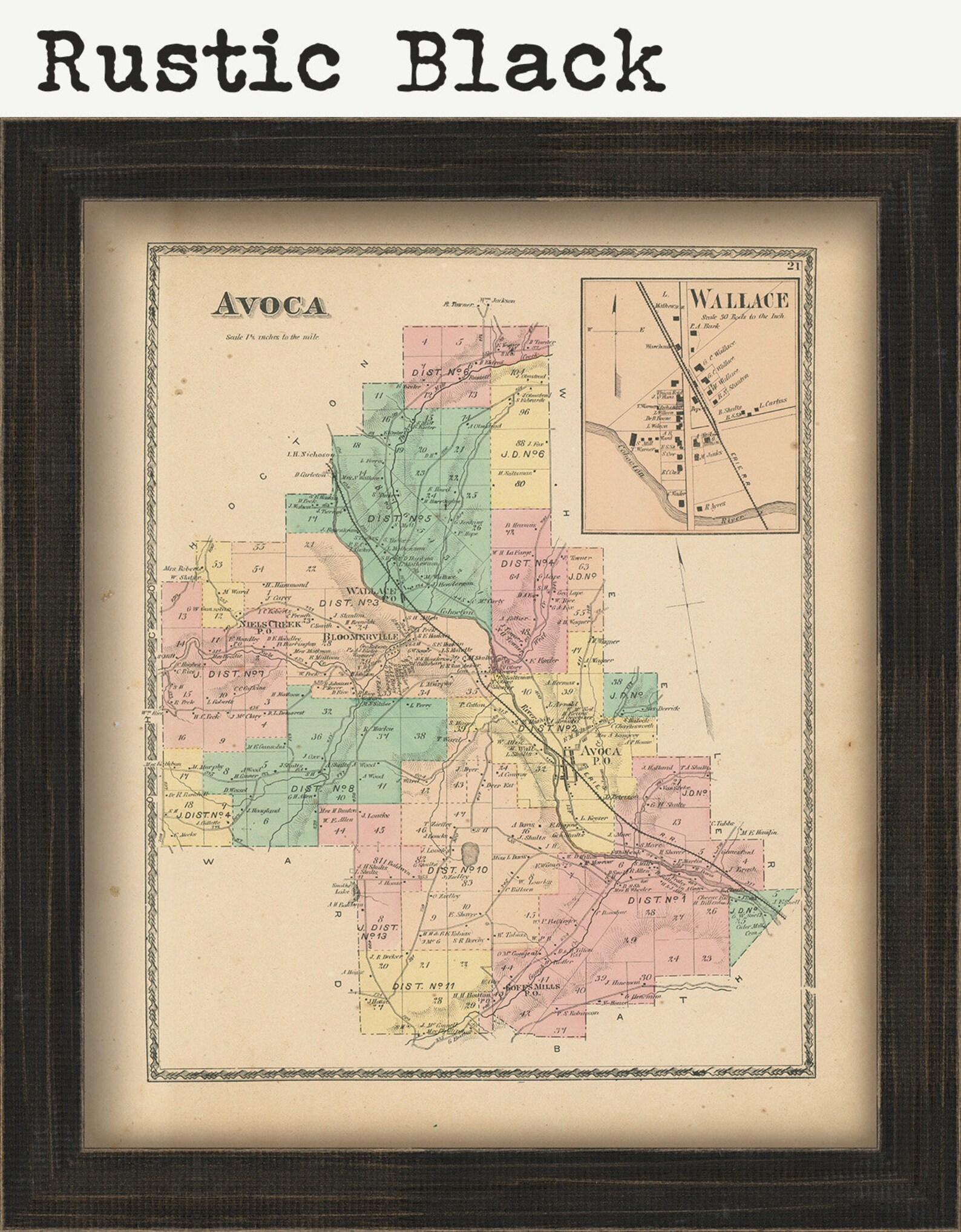 AVOCA New York 1873 Map Replica or Genuine ORIGINAL Etsy