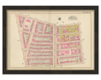 BOSTON, Massachusetts 1917 Map, Plate 25, South End  -  Replica or Genuine ORIGINAL
