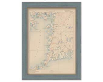 FALMOUTH, BOURNE and WAREHAM, Massachusetts 1890 - Topographic Map - Replica and Genuine Original