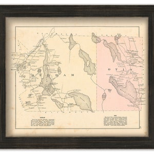 DEDHAM and OTIS, Maine 1881 Map, Replica or Genuine Original