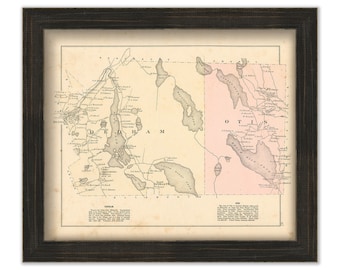 DEDHAM and OTIS, Maine 1881 Map, Replica or Genuine Original