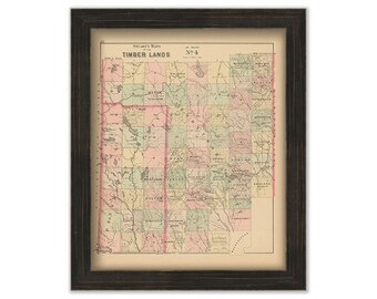 Timber Lands, Penobscot and Arootook Counties, Maine 1890 Map, Replica or GENUINE ORIGINAL