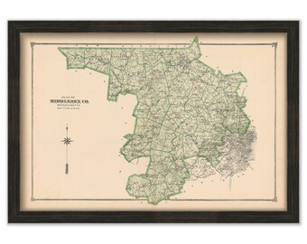 MIDDLESEX COUNTY, Massachusetts 1875 Map - Replica or Genuine ORIGINAL