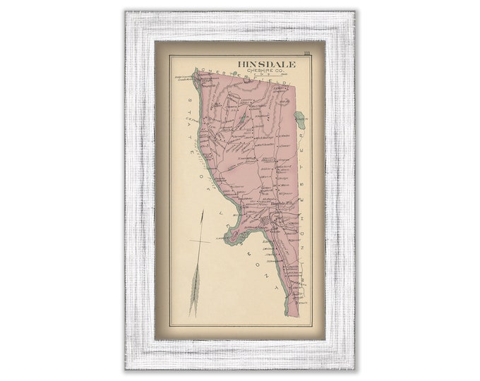 HINSDALE, New Hampshire 1892 Map, Replica or genuine ORIGINAL