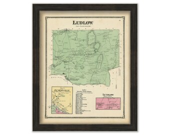 Town of LUDLOW, Massachusetts 1870 Map