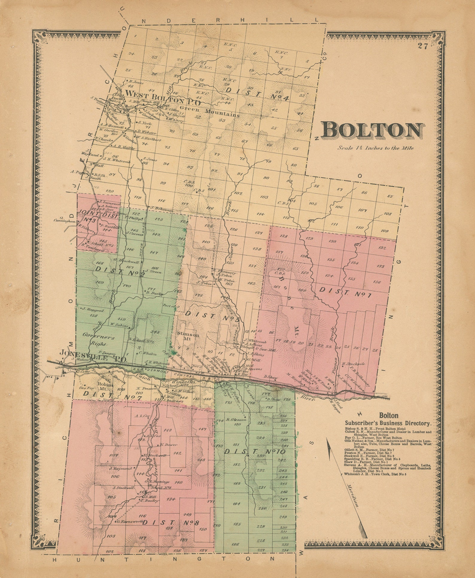 BOLTON Vermont 1869 Map Etsy