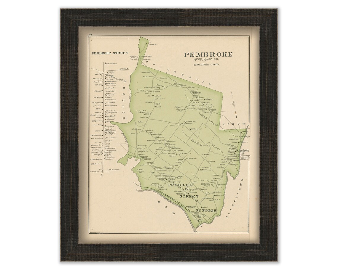 PEMBROKE New Hampshire 1892 Map Etsy