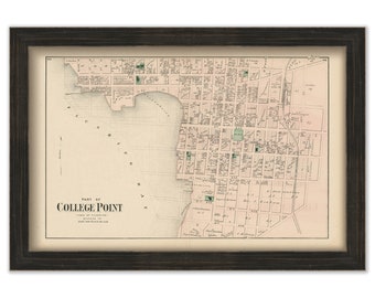 College Point, Flushing, New York 1873 Map, Replica and GENUINE ORIGINAL