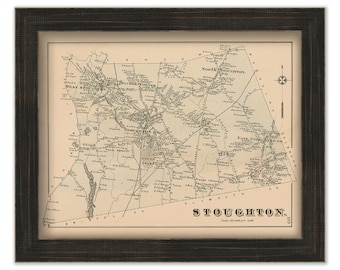 Town of STOUGHTON, Massachusetts 1876 Map - Replica or GENUINE ORIGINAL