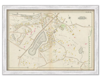 BROOKLINE, Massachusetts 1900 map, Plate 19 - Boylston Street, Brookline Reservoir - Replica or GENUINE ORIGINAL
