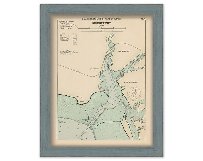 Bridgeport, Connecticut - Nautical Chart by George W. Eldridge colored version 0312
