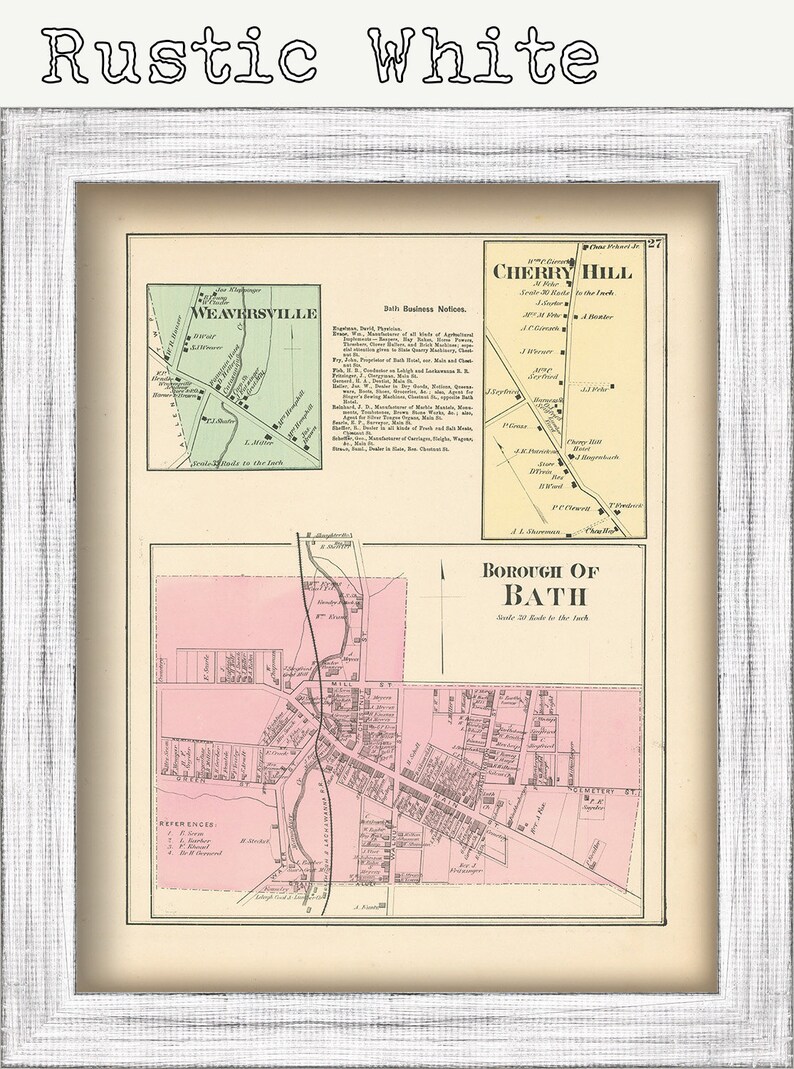 BATH Pennsylvania 1872 Map Replica or Genuine Original Etsy
