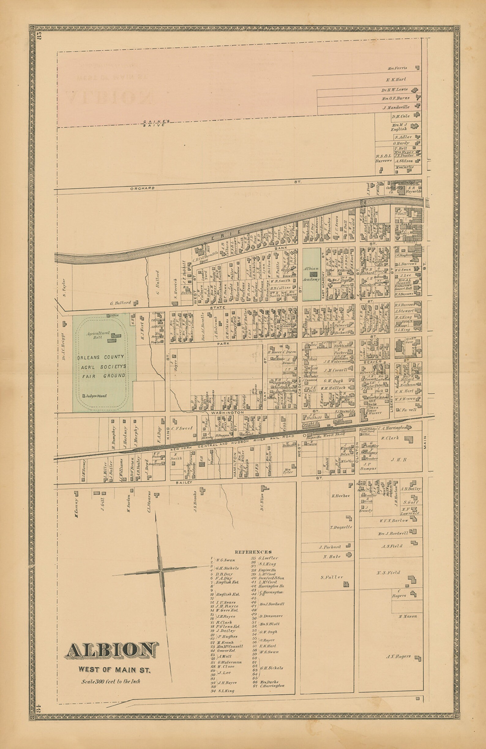 ALBION New York 1875 Map Replica or Genuine Original Etsy