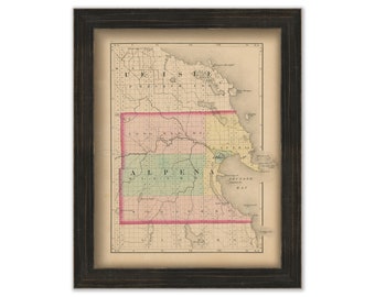 ALPENA COUNTY, Michigan 1873 Map - Replica or Genuine ORIGINAL