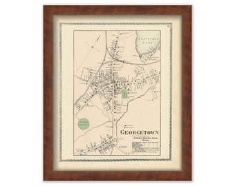 GEORGETOWN, Massachusetts 1872 Map - Replica or Genuine ORIGINAL