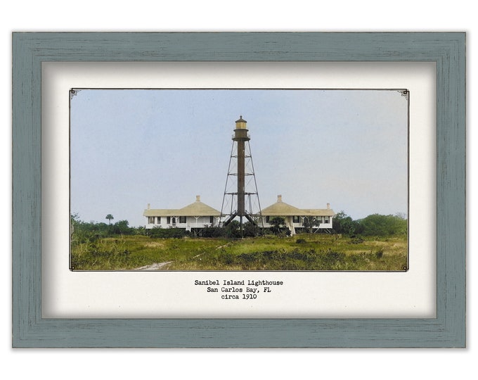 SANIBEL ISLAND LIGHTHOUSE, Florida  - Colorized Old Photo of the Lighthouse as it was in 1910.
