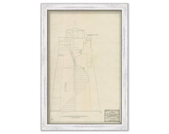 PINEY POINT LIGHTHOUSE, Maryland  - Drawing and Plan of the Lighthouse as it was in 1954
