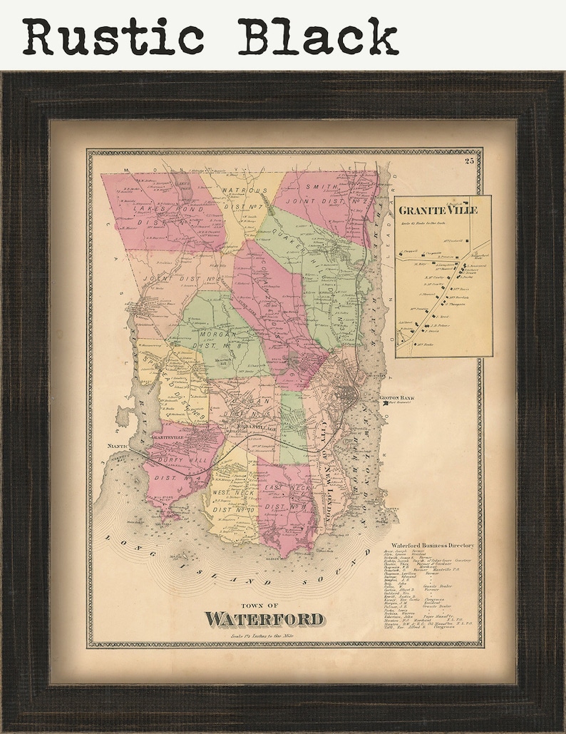 WATERFORD Connecticut 1868 Map Etsy