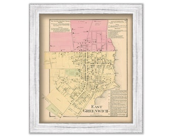 EAST GREENWHICH, Rhode Island 1870 Map - Replica or Genuine ORIGINAL