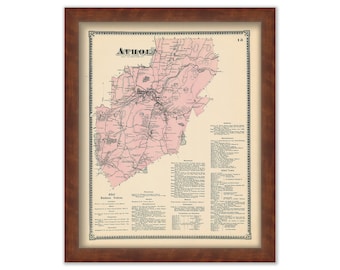 Town of ATHOL, Massachusetts 1870 Map