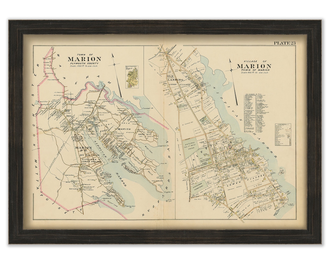 MARION, Massachusetts Town and Village 1903 Map Etsy