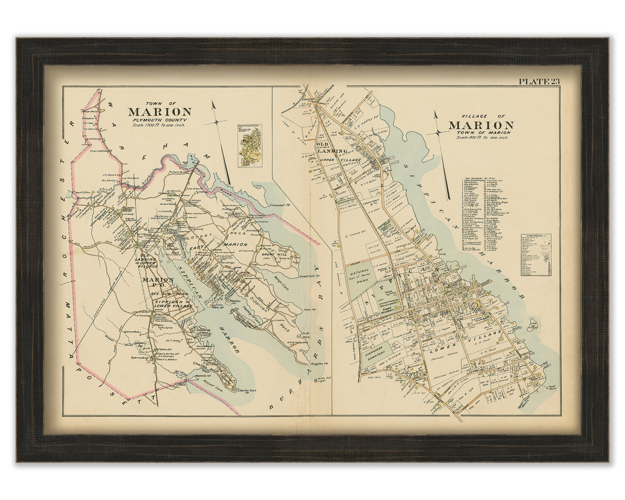 MARION, Massachusetts Town and Village 1903 Map