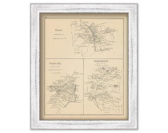 TROY and MARLBORO, New Hampshire 1892 Map, Replica or genuine ORIGINAL