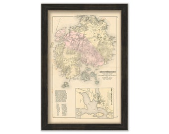 MOUNT DESERT, Maine 1881 Map, Replica or Genuine Original