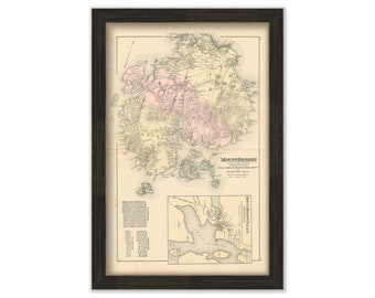 SOMESVILLE-Mount Desert Village, Maine 1881 Map, Replica or Genuine Original