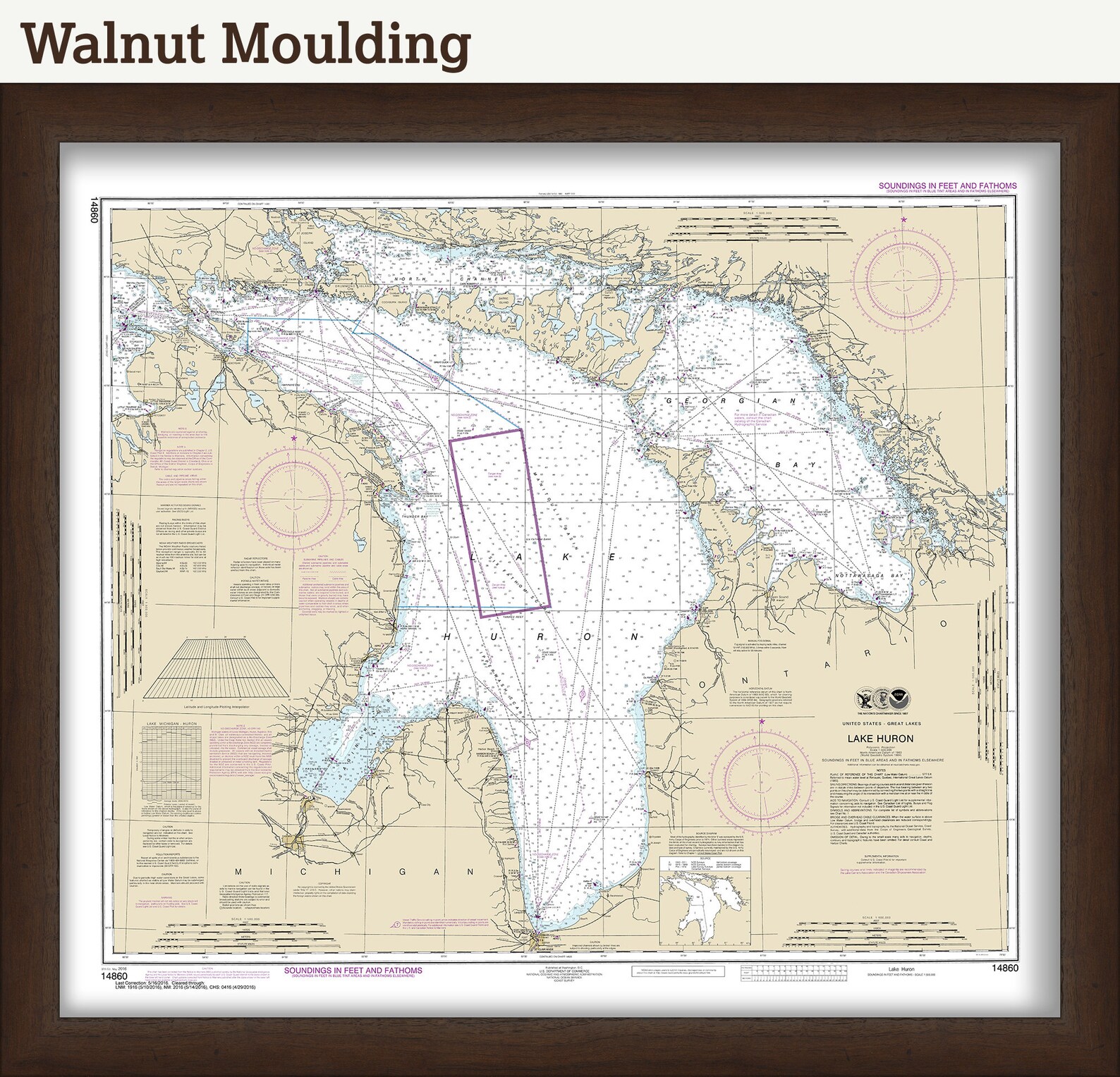 LAKE HURON 2016 Nautical Chart Etsy