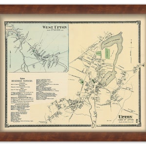 Village of UPTON, Massachusetts 1870 Maps
