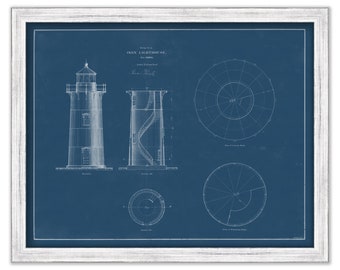 RACE POINT LIGHTHOUSE, Provincetown, Massachusetts - An 1875 Blueprint Drawing and Plan of the proposed Lighthouse