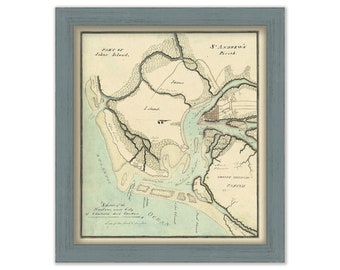 CHARLESTON HARBOR, South Carolina -  Circa 1800 Nautical Chart