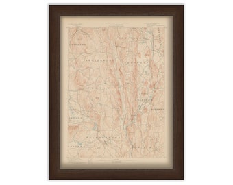 Belchertown, Hardwick, Amherst and Shutesbury, Massachusetts 1890 - Topographic Map - Replica and Genuine Original