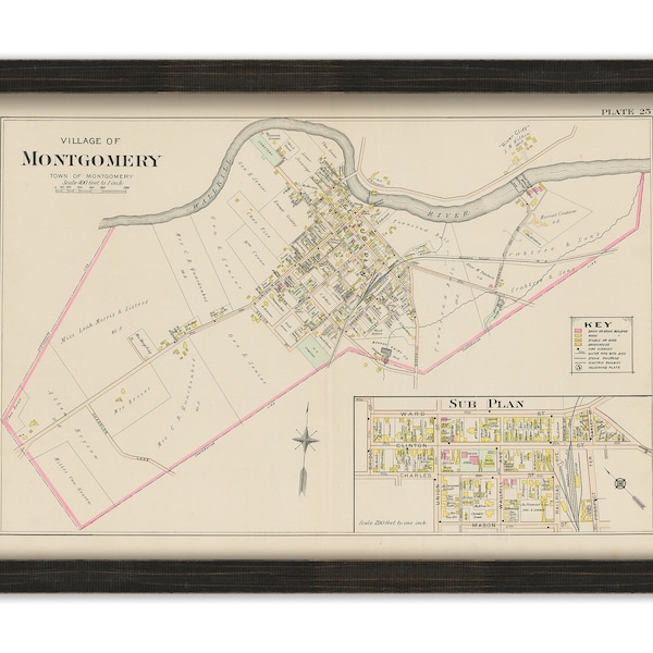 Village of MONTGOMERY, New York 1903 Map - Replica or Genuine Original
