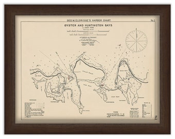 OYSTER BAY, Long Island, New York - Nautical Chart by George W. Eldridge 1901