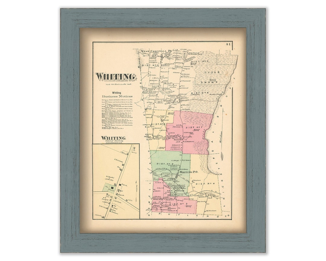 WHITING Vermont 1871 Map Etsy