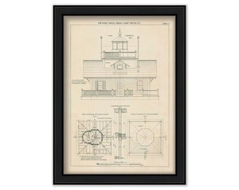 Point ROYAL SHOAL LIGHTHOUSE, North Carolina  - Drawing and Plan of the Lighthouses in 1857