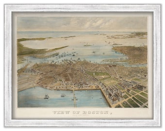 BOSTON, Massachusetts  -  1870 Bird's Eye View