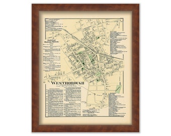 Village of WESTBOROUGH, Massachusetts 1870 Map