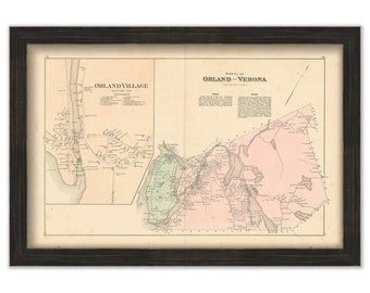 ORLAND and VERONA, Maine 1881 Map, Replica or Genuine Original