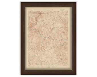 Hawley, Charlemont, Plainfield and Ashfield, Massachusetts 1890 - Topographic Map - Replica and Genuine Original