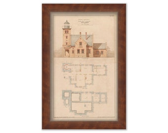 Presque Isle Lighthouse, PA - Architectural Drawing 1872