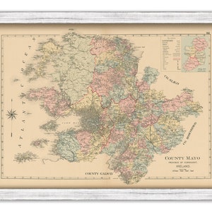 COUNTY MAYO, Ireland 1901 Map - Replica or GENUINE Original
