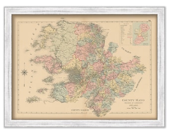 COUNTY MAYO, Ireland 1901 Map - Replica or GENUINE Original